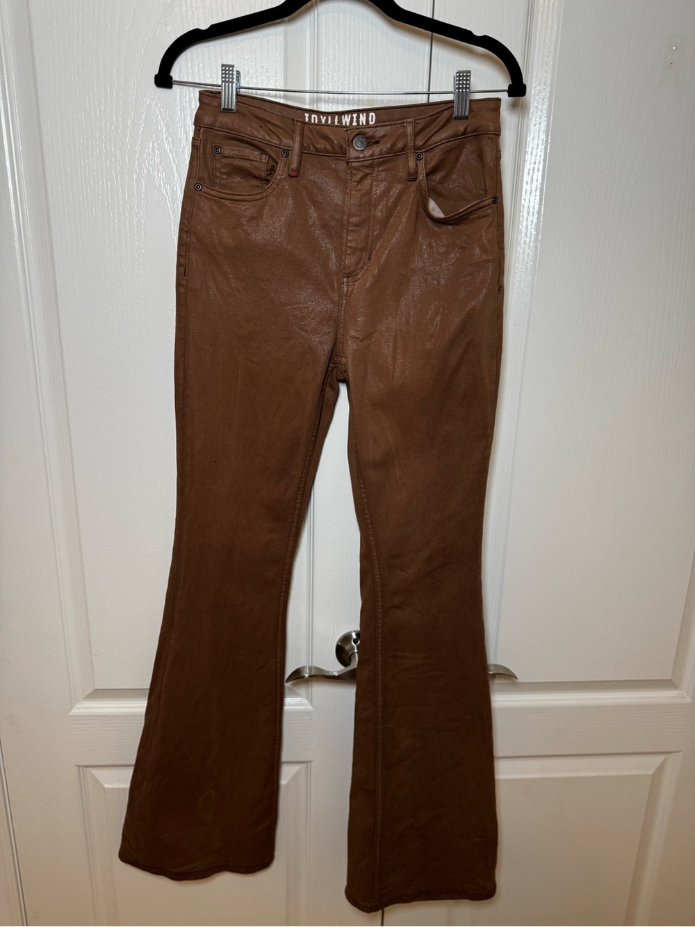 Idyllwind Miranda Lambert Cognac Brown Coated Flare Jeans High Rise Size 6 - Picture 2 of 7